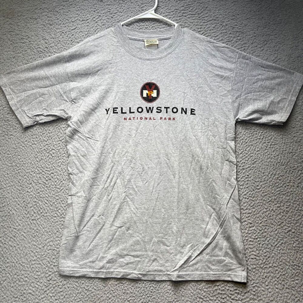 Yellowstone National Park Shirt Adult Large Gray Fred Harvey Short Sleeve